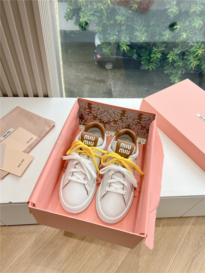 Miu Miu White Lace Up Low Top Sneakers