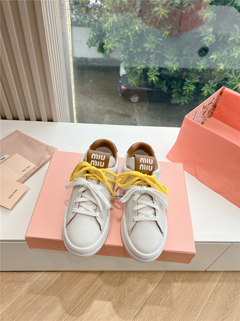 Miu Miu White Lace Up Low Top Sneakers