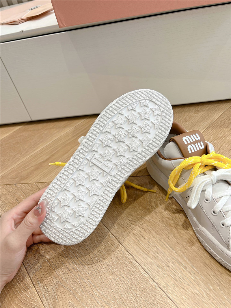 Miu Miu White Lace Up Low Top Sneakers