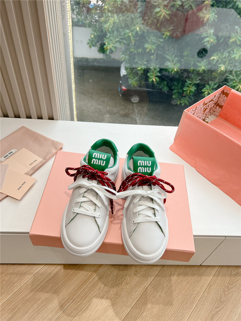 Miu Miu Green Lace Up Low Top Sneakers
