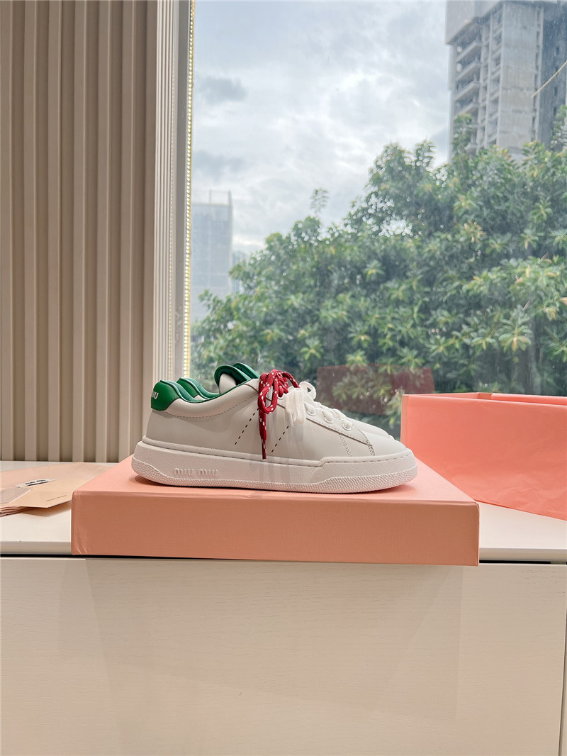 Miu Miu Green Lace Up Low Top Sneakers