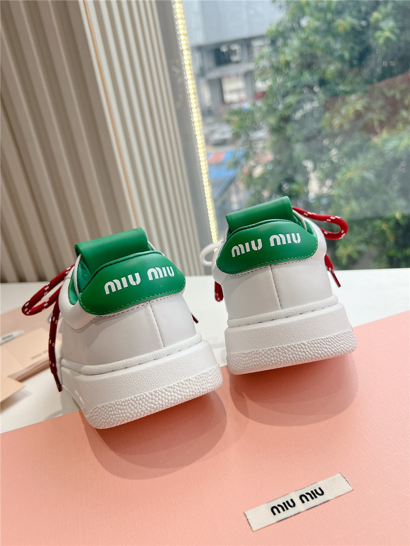 Miu Miu Green Lace Up Low Top Sneakers