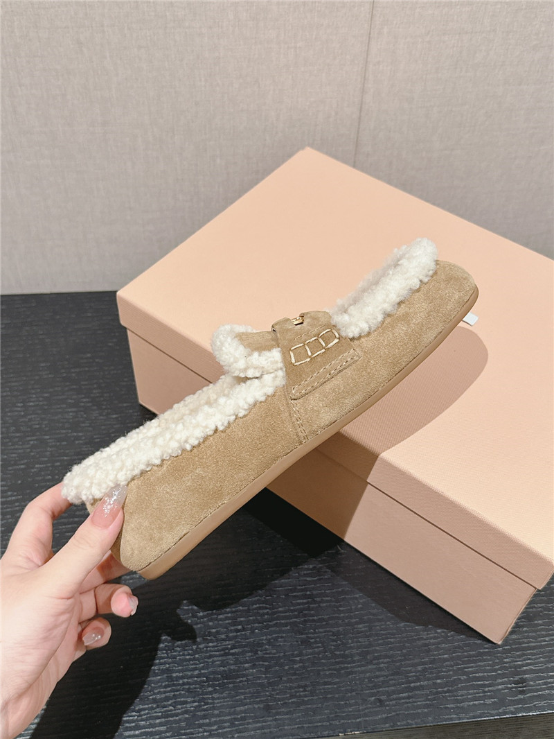 Miu Miu Shearling Chalk Suede Driving Shoes
