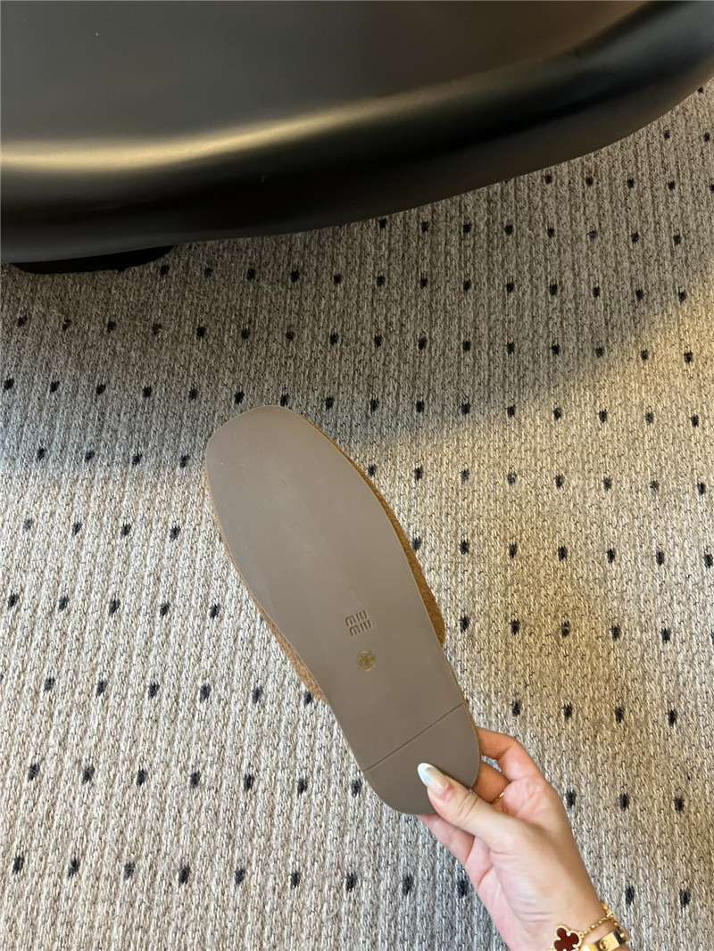 Miu Miu Sienna Suede Slippers with Embossed Logo