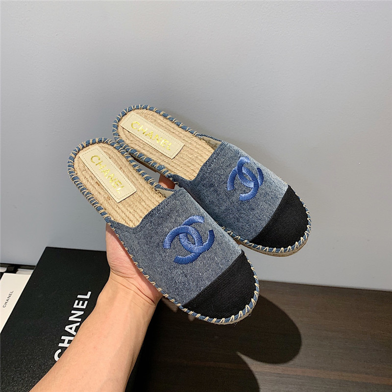 Ch**el blue denim espadrille mules