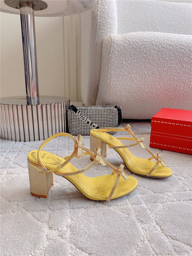 Rene Caovilla Jeweled Caterina Yellow Sandals