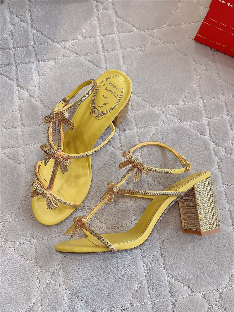 Rene Caovilla Jeweled Caterina Yellow Sandals