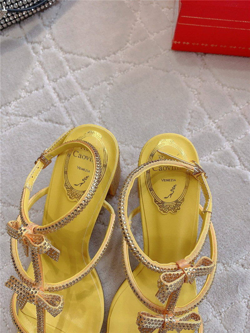Rene Caovilla Jeweled Caterina Yellow Sandals