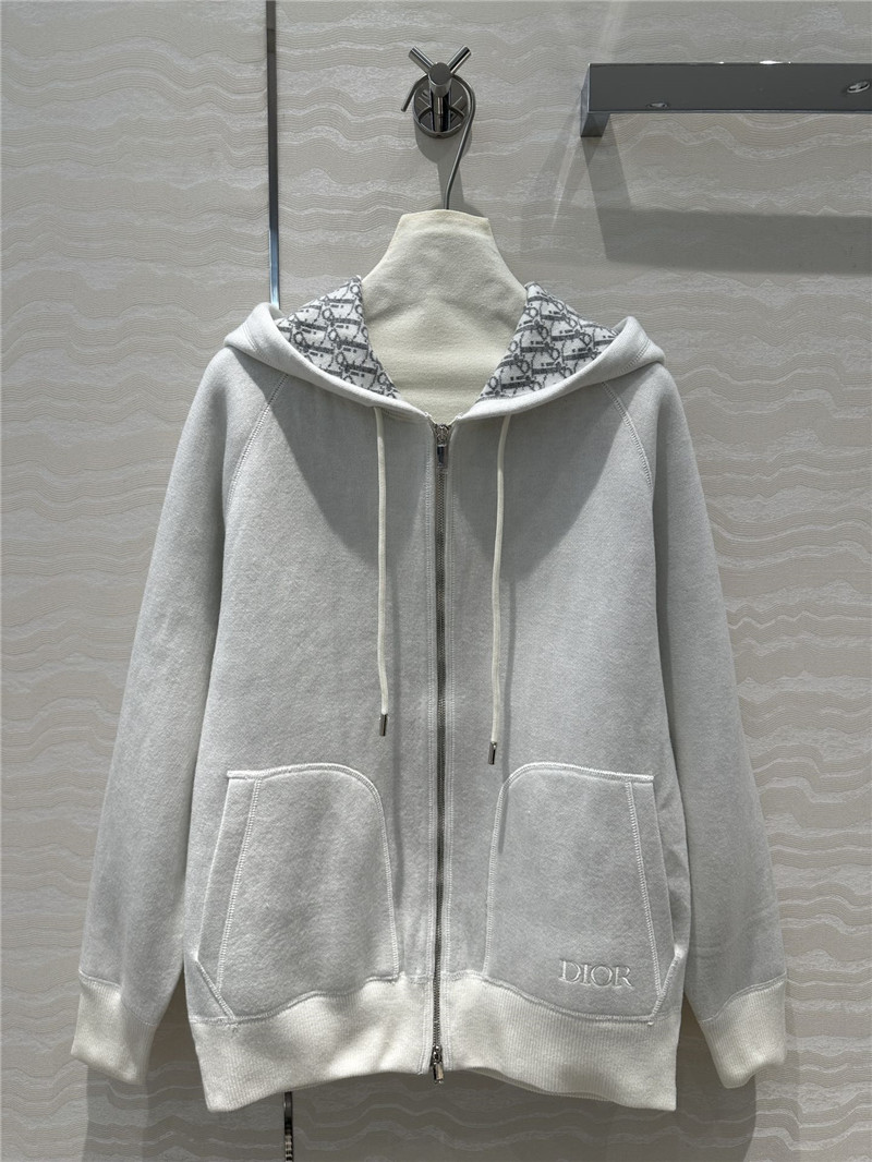 D10r old flower logo zipper cashmere jacket replicas clothes