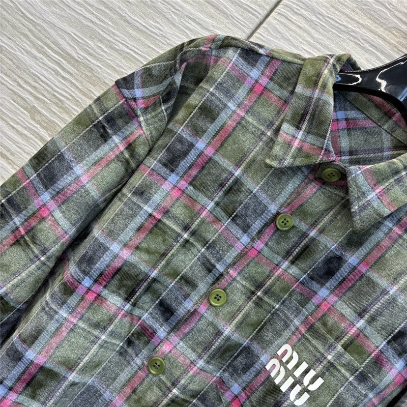 M1um1u letter dotted plaid shirt jacket replica clothes