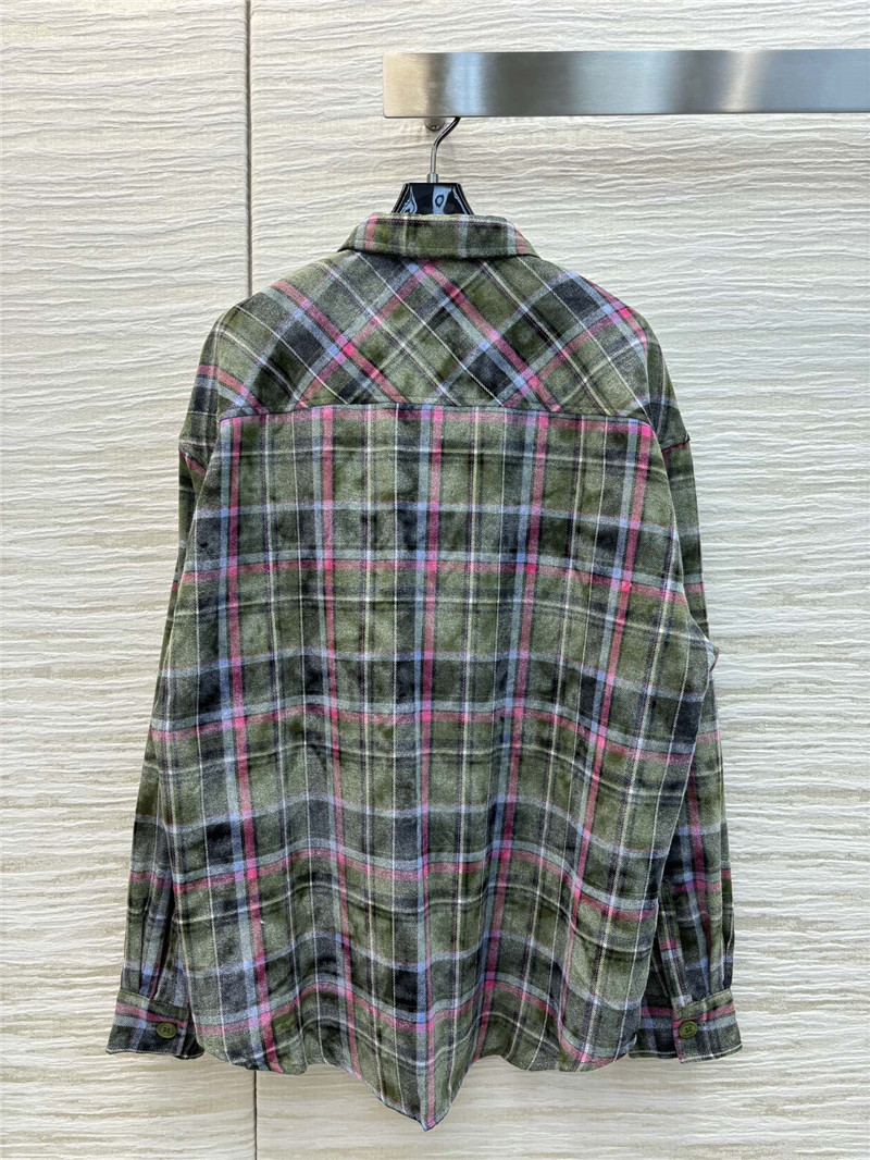 M1um1u letter dotted plaid shirt jacket replica clothes