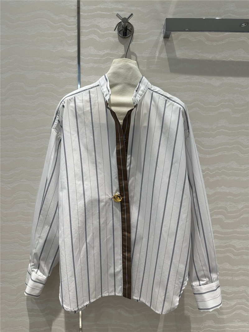 L0ew* metal button decorative striped large shirt replica clothes