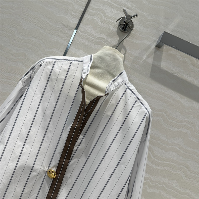 L0ew* metal button decorative striped large shirt replica clothes