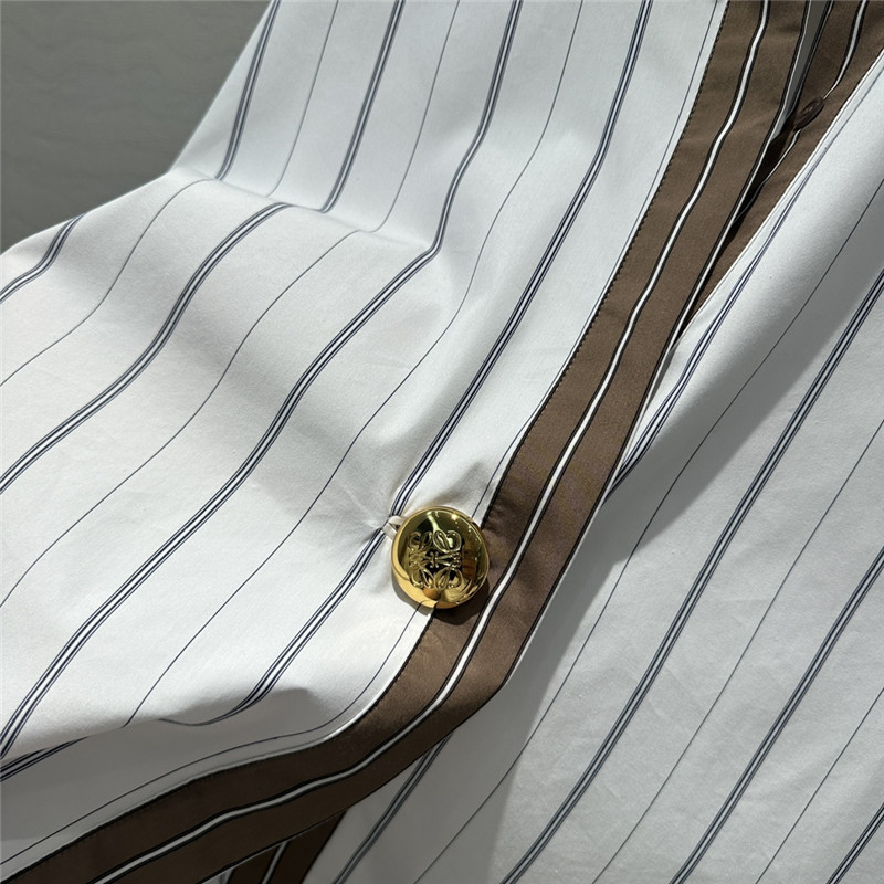 L0ew* metal button decorative striped large shirt replica clothes