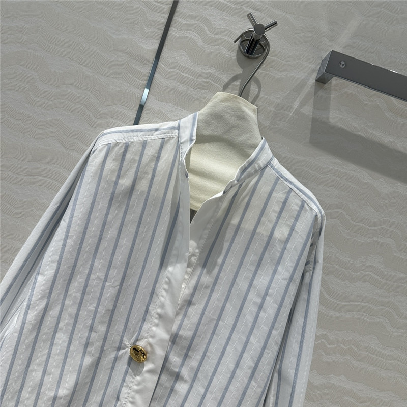 L0ew* metal button decorative striped large shirt replica clothes