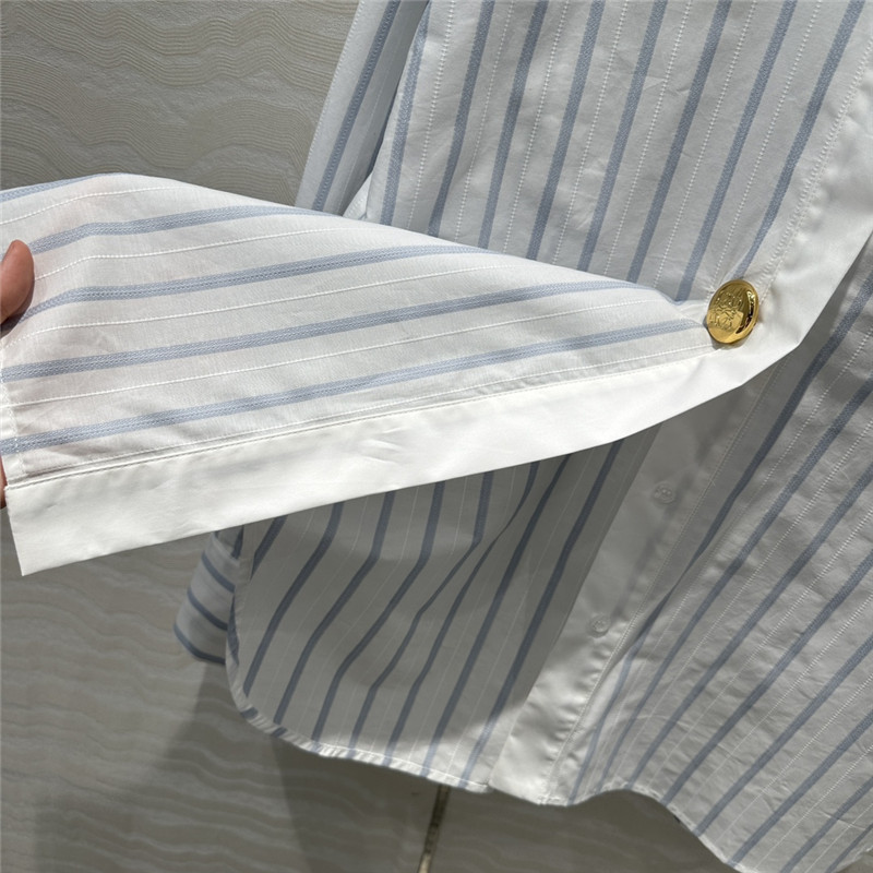 L0ew* metal button decorative striped large shirt replica clothes
