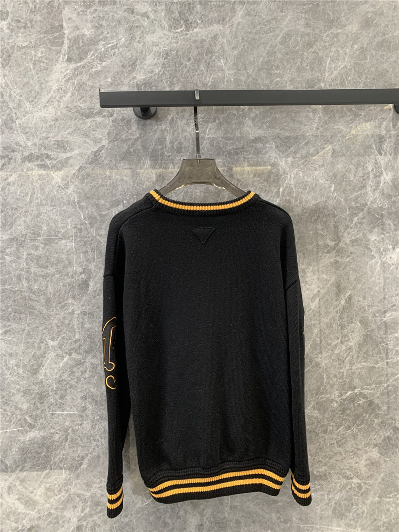 Pra*a round neck letter long sleeve knitted top replica clothes