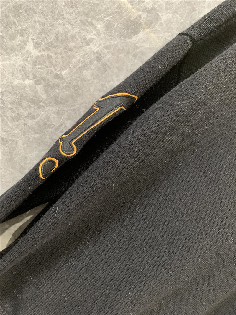 Pra*a round neck letter long sleeve knitted top replica clothes