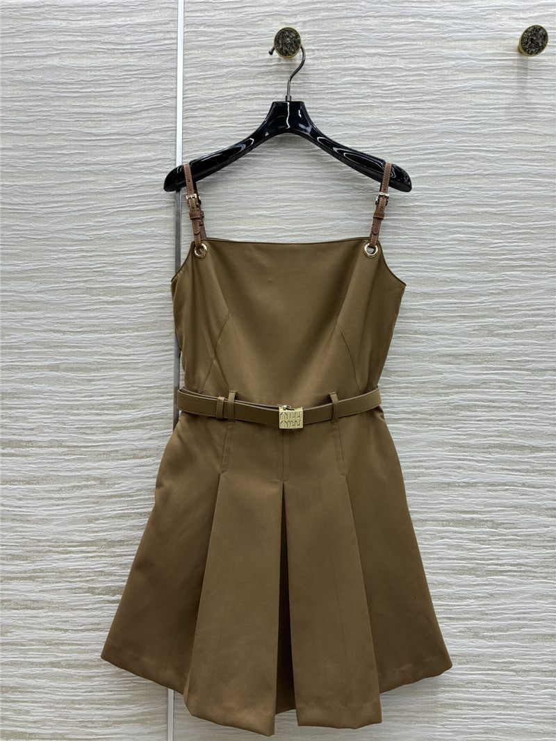 M1um1u khaki leather suspender dress replica clothes