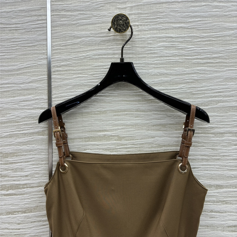 M1um1u khaki leather suspender dress replica clothes