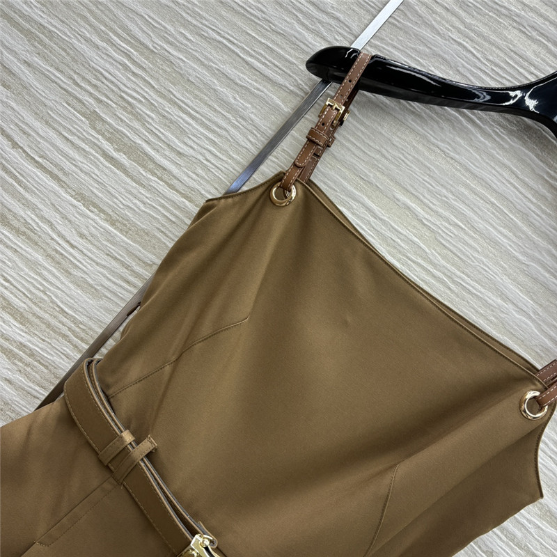 M1um1u khaki leather suspender dress replica clothes