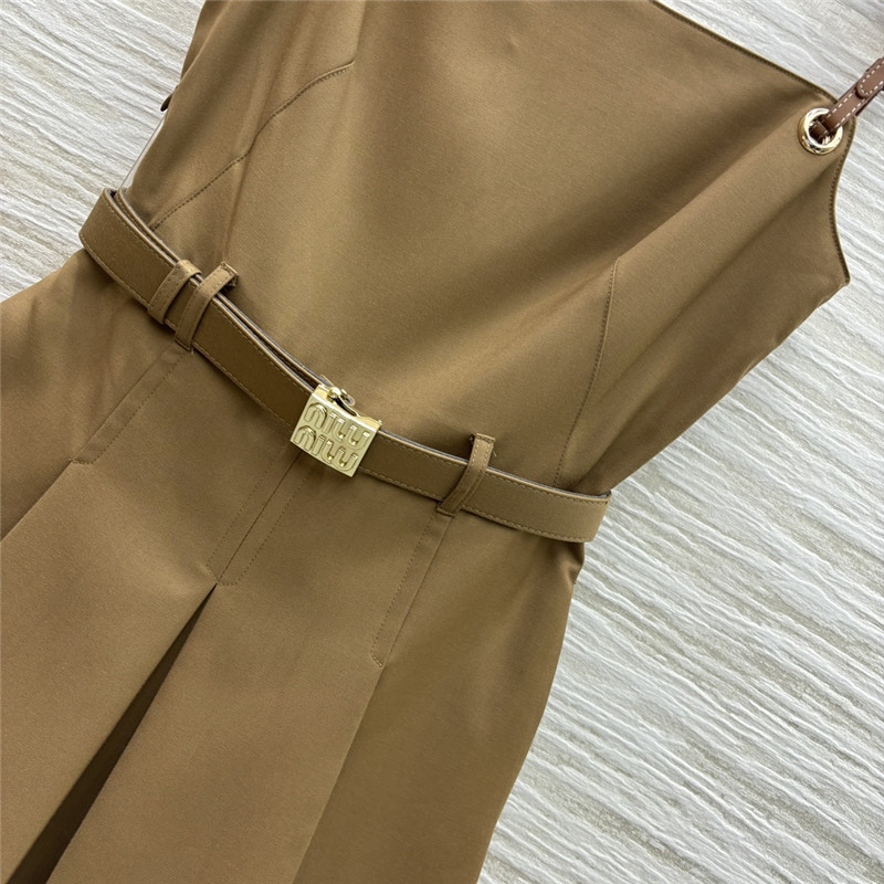 M1um1u khaki leather suspender dress replica clothes