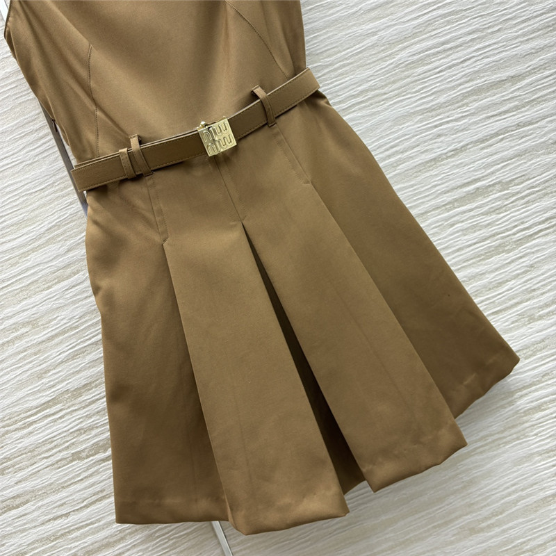 M1um1u khaki leather suspender dress replica clothes