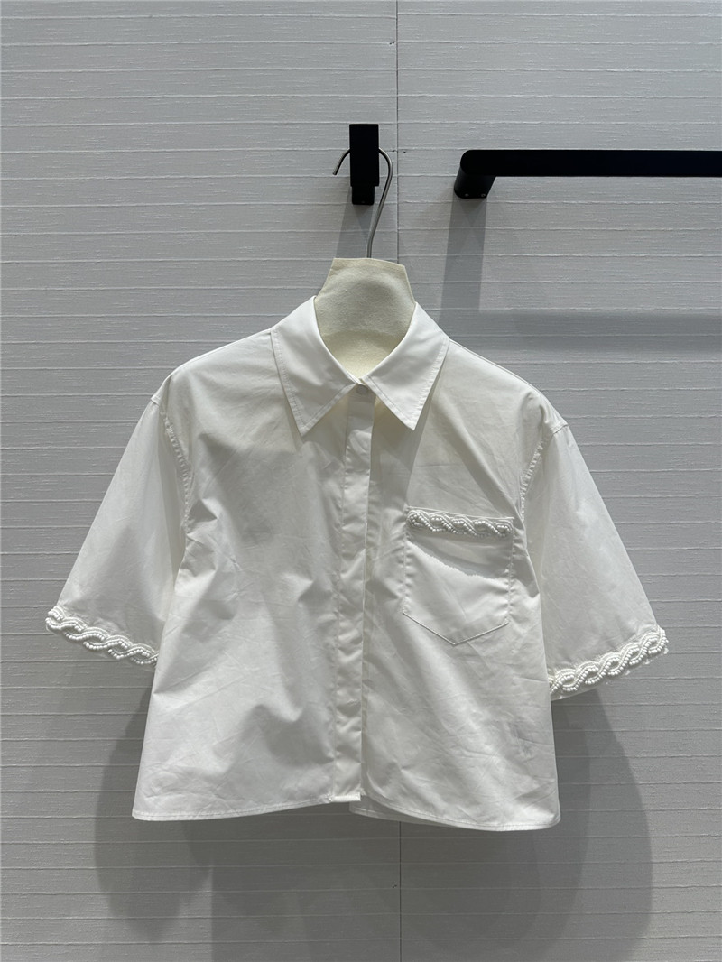 Va1e*ntin0 hand-beaded twisted short-sleeved shirt replica clothes