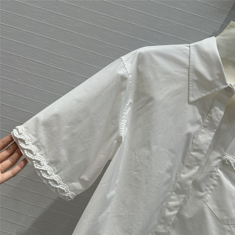 Va1e*ntin0 hand-beaded twisted short-sleeved shirt replica clothes