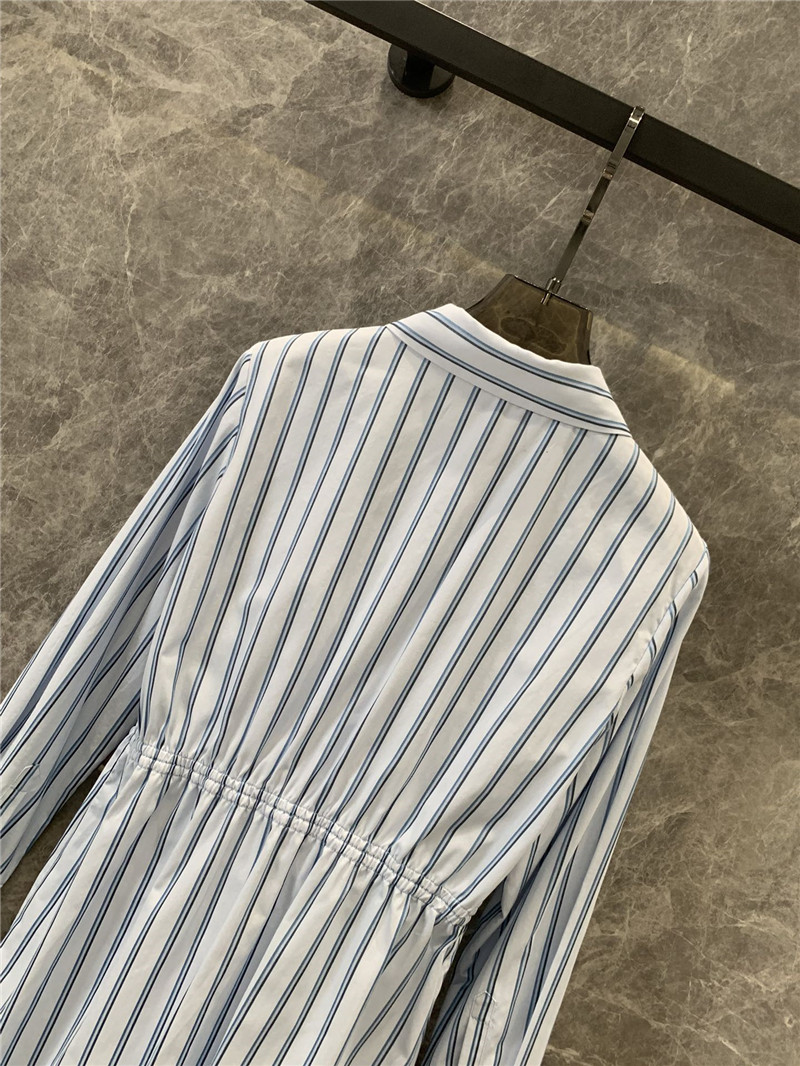 Pra*a striped multi-pocket mid-length shirt dress replicas clothes