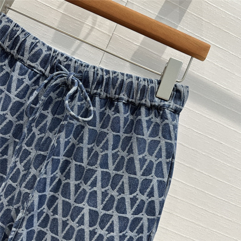 Va1e*ntin0 v jacquard denim trousers replica clothes