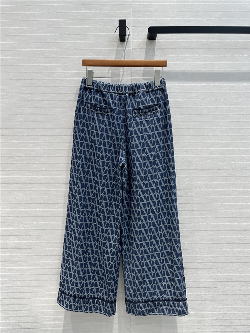 Va1e*ntin0 v jacquard denim trousers replica clothes