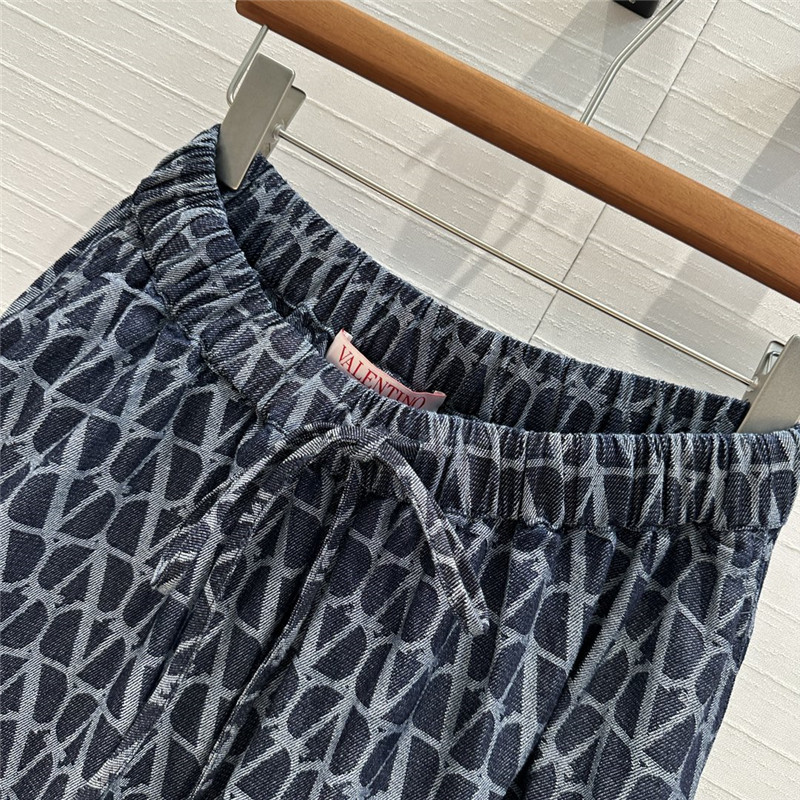 Va1e*ntin0 v jacquard denim long skirt replica clothing