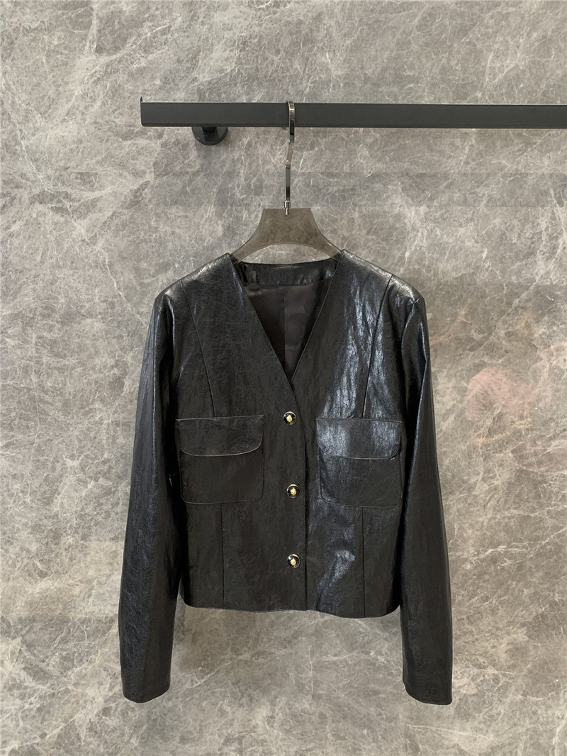 Ch**el sheep patent leather jacket replica d&g clothing