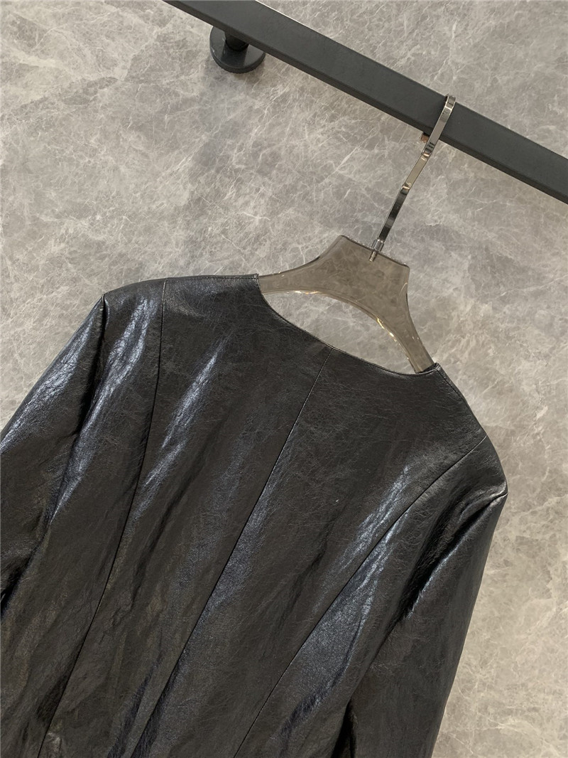 Ch**el sheep patent leather jacket replica d&g clothing