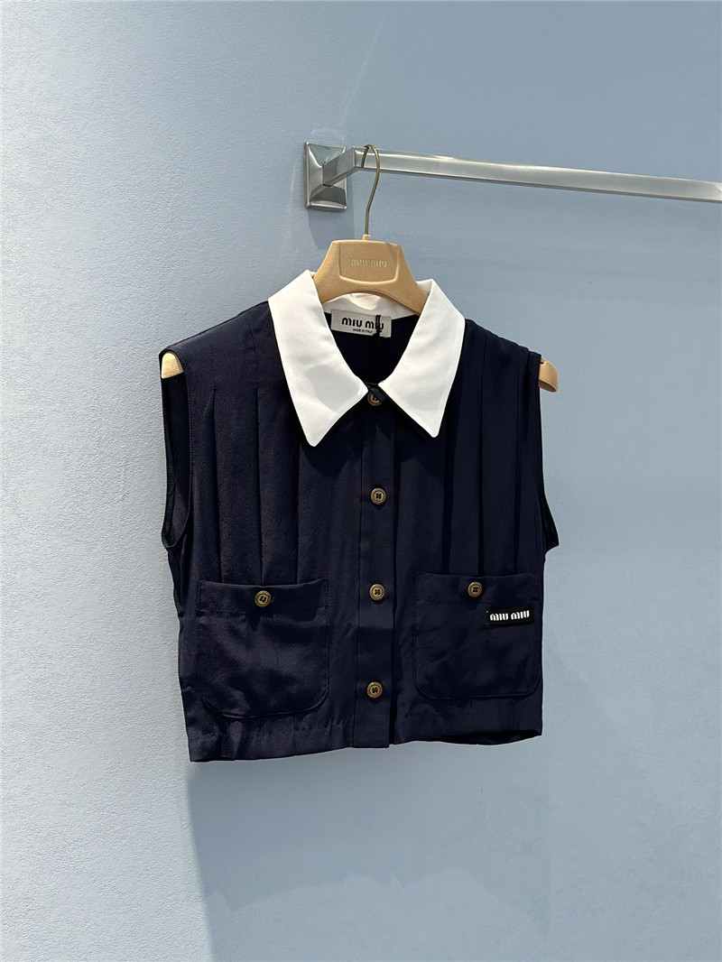 M1um1u lapel sleeveless vest top replica clothing sites