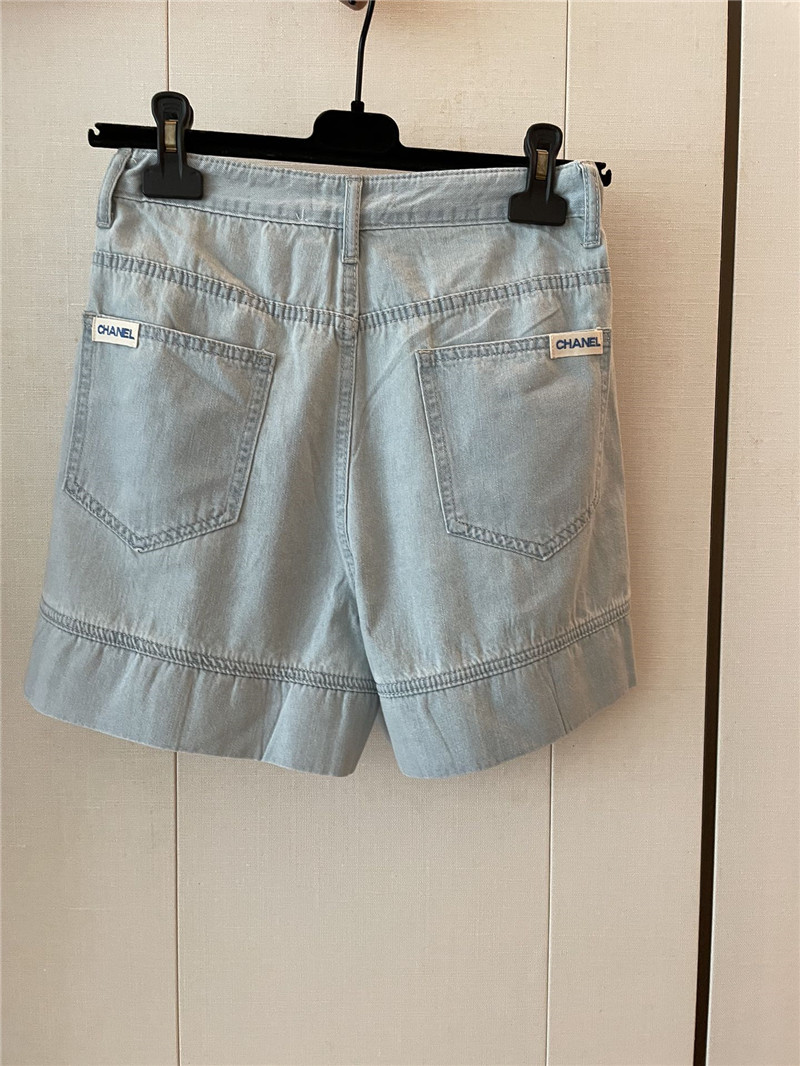 Ch**el sky blue denim shorts replica designer clothes