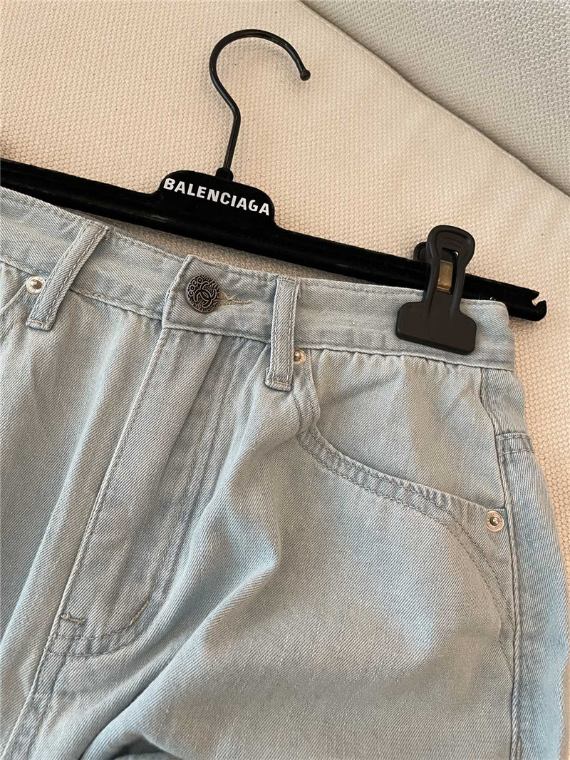 Ch**el sky blue denim shorts replica designer clothes