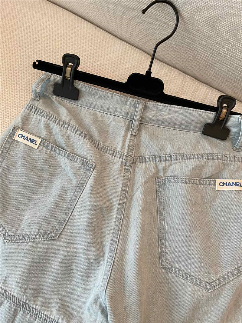 Ch**el sky blue denim shorts replica designer clothes