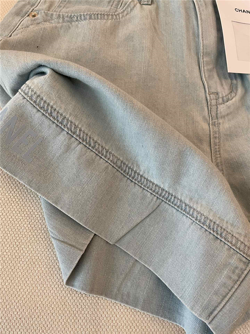 Ch**el sky blue denim shorts replica designer clothes