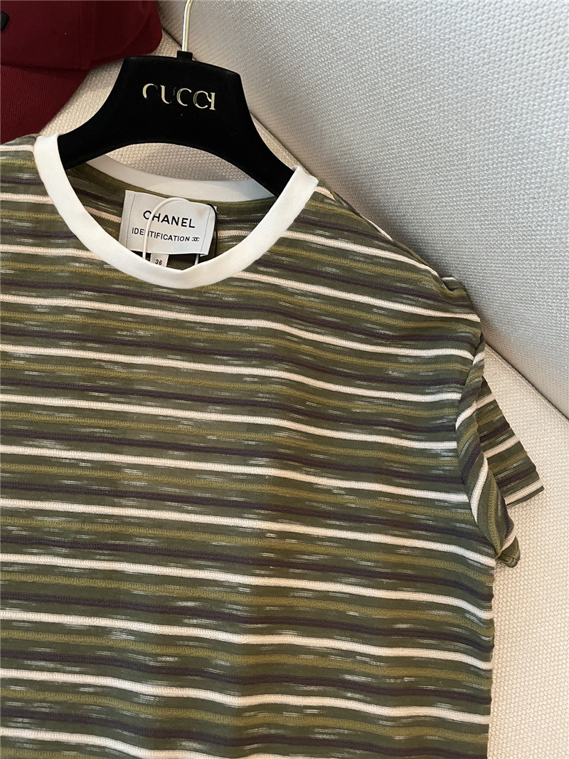 Ch**el striped short sleeve cheap replica designer clothes