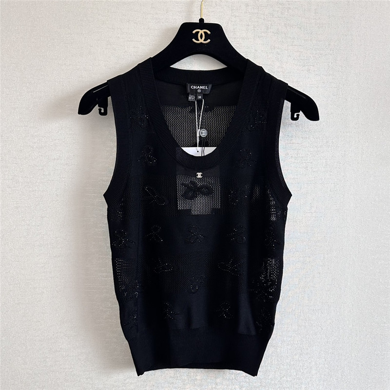 Ch**el bow rhinestone vest replica d&g clothing