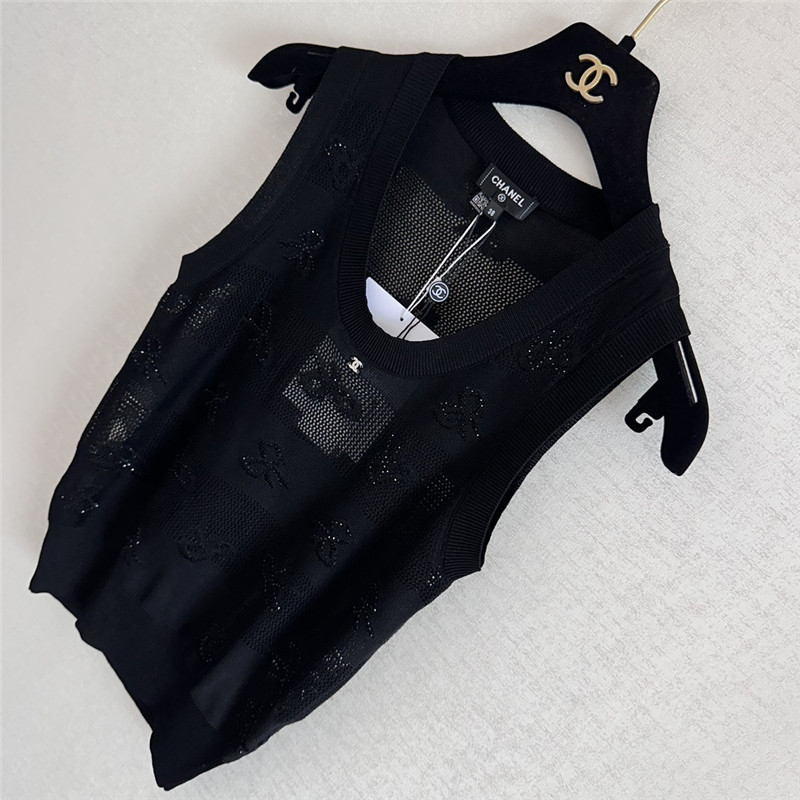 Ch**el bow rhinestone vest replica d&g clothing