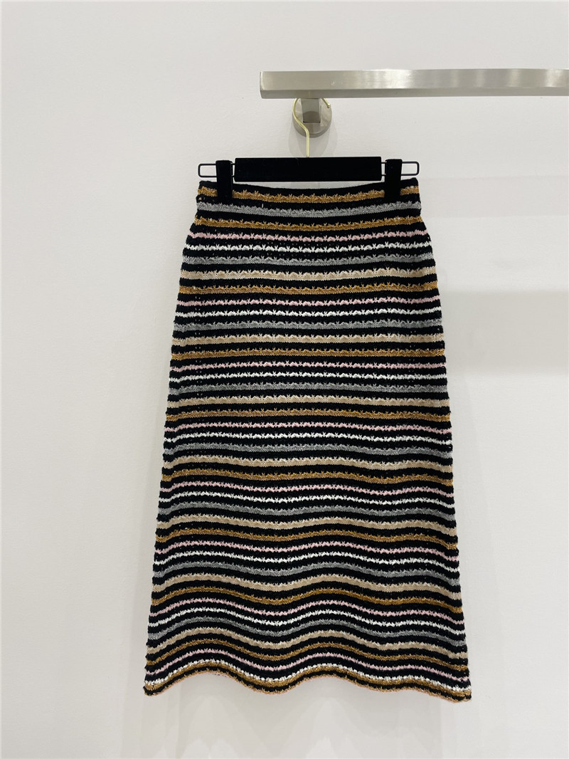 Ch**el hollow woven contrast color midi skirt replica clothes