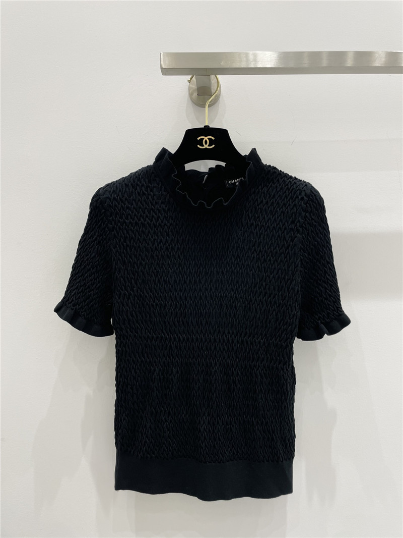 Ch**el geometric wave pleated short sleeves replica d&g clothing