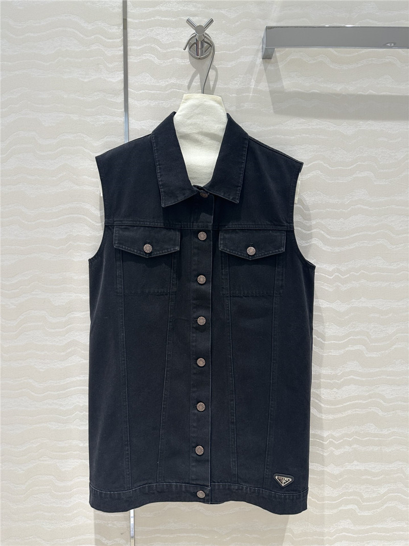 Pra*a black functional long vest replica clothing sites