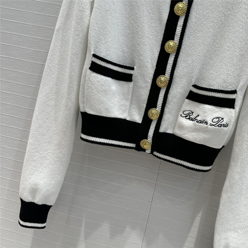 Balmain gold button knitted short cardigan replica clothes