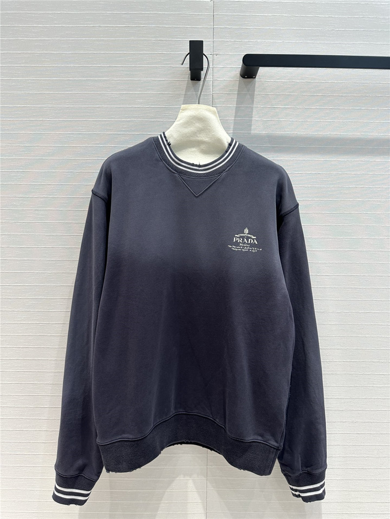 Pra*a old gradient washed round neck sweatshirt replicas clothes