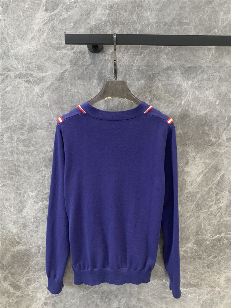 Pra*a contrast vertical striped knitted cardigan replica clothing