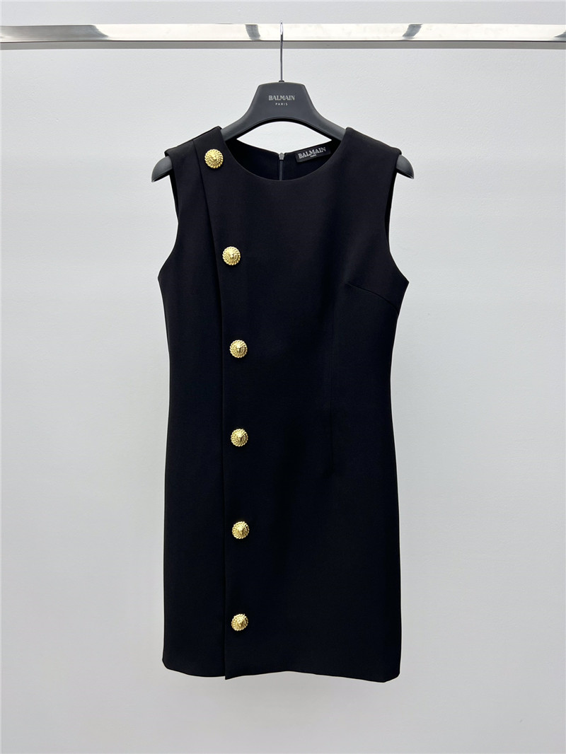 Balmain gold button little black dress replica d&g clothing